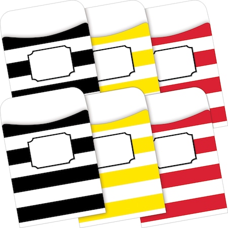 Barker Creek Wide Stripes Peel & Stick Library Pockets, Multi-Design, 60/Set, PK60 3848